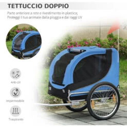 PawHut Rimorchio Bici Per Cani, Azzurro E Nero, 130x90x110cm -Cibi per cani in Italia 6812721 5