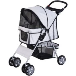 PawHut Passeggino Per Animali Domestici Pieghevole, Carrello Per Cani, Grigio, 75 X 45 X 97cm