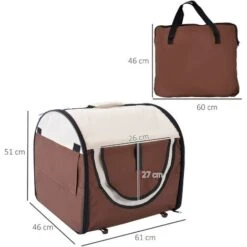 PawHut Trasportino Per Cani E Gatti Pieghevole, Caffè, 61x46x51cm 9 PawHut Trasportino Per Cani E Gatti Pieghevole, Caffè, 61x46x51cm -Cibi per cani in Italia 6812750 3