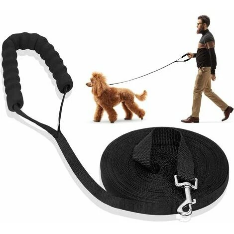Guinzaglio Da Addestramento Per Cani Guinzaglio Lungo Con Cordino Per Cani Con Manico Imbottito Per Cani Di Piccola E Grande Taglia -30M, Nero 3 Guinzaglio Da Addestramento Per Cani Guinzaglio Lungo Con Cordino Per Cani Con Manico Imbottito Per Cani Di Piccola E Grande Taglia -30M, Nero