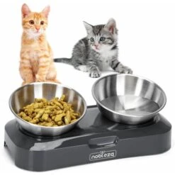 CIOTOLA PER CANI GATTI RIALZATE IN ACCIAIO INOSSIDABILE ANTISCIVOLO CIOTOLE PER GATTI INCLINABILI DI 15 ° REGOLABILE PER GATTI E CUCCIOLI 2 CIOTOLE