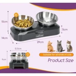 CIOTOLA PER CANI GATTI RIALZATE IN ACCIAIO INOSSIDABILE ANTISCIVOLO CIOTOLE PER GATTI INCLINABILI DI 15 ° REGOLABILE PER GATTI E CUCCIOLI 2 CIOTOLE -Cibi per cani in Italia 69830676 3