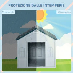 PawHut Cuccia Per Cani Di Taglia Media E Grande Max 30kg In PP Impermeabile, 84.2x98.2x82cm, Blu -Cibi per cani in Italia 70299182 4