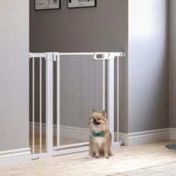 PawHut Cancellino Per Cani Estensibile A Pressione Con Chiusura Automatica Per Spazi Da 75-103cm, Bianco -Cibi per cani in Italia 70299192 2