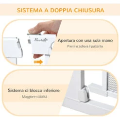 PawHut Cancellino Per Cani Estensibile A Pressione Con Chiusura Automatica Per Spazi Da 75-103cm, Bianco -Cibi per cani in Italia 70299192 4