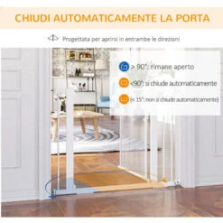 PawHut Cancellino Per Cani Estensibile A Pressione Con Chiusura Automatica Per Spazi Da 75-103cm, Bianco -Cibi per cani in Italia 70299192 5