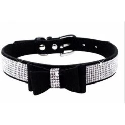 Collare E Guinzaglio Per Animali Domestici Con Colletto E Guinzaglio In Morbida Pelle Scamosciata Scintillante - Nero - S -Cibi per cani in Italia 70835577 5