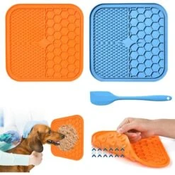 Tappetino Per Leccare I Cani, 2 Pezzi Tappetino Per Leccare I Gatti Senza BPA Con 1 Spatola In Silicone, Ventose Extra Forti Per Il Bagno, L'addestramento, La Toelettatura E La Manutenzione Degli Arti -Cibi per cani in Italia 70835997 3