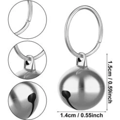 24 Pezzi Campanelli Per Gatti Con Portachiavi Campanelli Per Collare Per Cani, Campanelli Per Collare Da Addestramento Accessori Per Animali Domestici Festival Feste Campanelline Fai Da Te (argento) -Cibi per cani in Italia 71885146 3