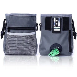 Borsa Da Addestramento – Giocattoli Per Animali Domestici Facili Da Trasportare, Dolcetti – Dispenser Integrato Per Sacca Fecale – 3 Modi Di Indossarlo – Grigio