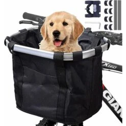 MINKUROW Cestino Per Bici, Cestino Per Manubrio Per Bici Rimovibile, Cestino Per Bici Anteriore In Tela Borsa Per Trasportino Per Animali Domestici Lega Di Alluminio Per Mountain Bike, Picnic, Shoppin