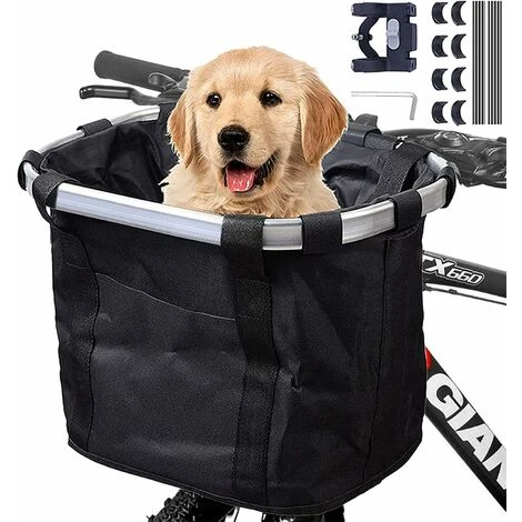 MINKUROW Cestino Per Bici, Cestino Per Manubrio Per Bici Rimovibile, Cestino Per Bici Anteriore In Tela Borsa Per Trasportino Per Animali Domestici Lega Di Alluminio Per Mountain Bike, Picnic, Shoppin 3 MINKUROW Cestino Per Bici, Cestino Per Manubrio Per Bici Rimovibile, Cestino Per Bici Anteriore In Tela Borsa Per Trasportino Per Animali Domestici Lega Di Alluminio Per Mountain Bike, Picnic, Shoppin