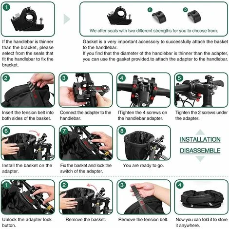 MINKUROW Cestino Per Bici, Cestino Per Manubrio Per Bici Rimovibile, Cestino Per Bici Anteriore In Tela Borsa Per Trasportino Per Animali Domestici Lega Di Alluminio Per Mountain Bike, Picnic, Shoppin 6 MINKUROW Cestino Per Bici, Cestino Per Manubrio Per Bici Rimovibile, Cestino Per Bici Anteriore In Tela Borsa Per Trasportino Per Animali Domestici Lega Di Alluminio Per Mountain Bike, Picnic, Shoppin - immagine 4