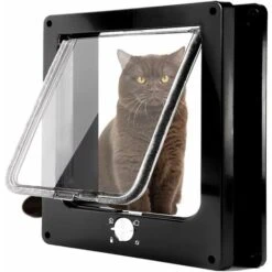 Gattaiola Magnetica A 4 Vie, Gattaiola Di Facile Installazione Per Tutti Gli Animali Domestici, Porta Scorrevole Manuale Per Animali Domestici Su Parete/legno/porta In PVC (nero, Medio)