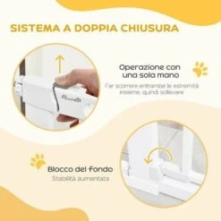 PawHut Cancelletto Per Cani Estensibile Con Porta A Chiusura Automatica, In Metallo E ABS, 75-131x76 Cm, Bianco -Cibi per cani in Italia 77066726 4