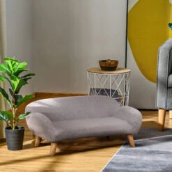 PawHut Divanetto Per Cani E Gatti Imbottito, Sfoderabile E Lavabile In Tessuto Grigio Chiaro, 72x44x31cm -Cibi per cani in Italia 77067202 2