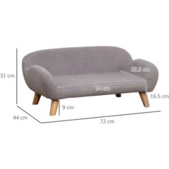 PawHut Divanetto Per Cani E Gatti Imbottito, Sfoderabile E Lavabile In Tessuto Grigio Chiaro, 72x44x31cm -Cibi per cani in Italia 77067202 3