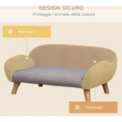 PawHut Divanetto Per Cani E Gatti Imbottito, Sfoderabile E Lavabile In Tessuto Grigio Chiaro, 72x44x31cm -Cibi per cani in Italia 77067202 4