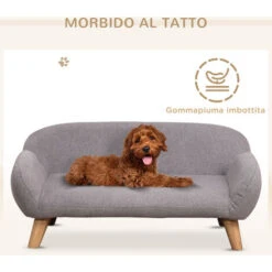 PawHut Divanetto Per Cani E Gatti Imbottito, Sfoderabile E Lavabile In Tessuto Grigio Chiaro, 72x44x31cm -Cibi per cani in Italia 77067202 5