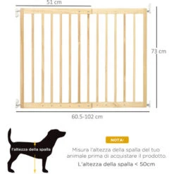 PawHut Cancellino Per Cani Taglia Piccola E Media In Legno Di Pino, Cancelletto Estensibile A 2 Pannelli, 60.5-102x73 Cm -Cibi per cani in Italia 77067224 3