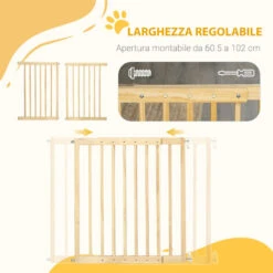 PawHut Cancellino Per Cani Taglia Piccola E Media In Legno Di Pino, Cancelletto Estensibile A 2 Pannelli, 60.5-102x73 Cm -Cibi per cani in Italia 77067224 5