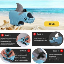 Giubbotto Di Salvataggio Per Cani Giubbotto Di Salvataggio Per Animali Domestici Giubbotto Di Sicurezza Con Manico, Riflettente, Regolabile, Per Cani Di Piccola E Media Taglia (blu, L) -Cibi per cani in Italia 77487153 4