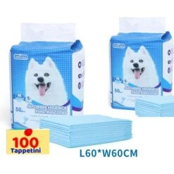 TAPPETINI 100 IGIENICI PER CANI MISURE 60 60 CM ASSORBENTI PER ANIMALI DOMESTICI