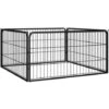 Box Cani A 4 Pannelli Nero 100x50cm Acciaio Verniciato Polvere VidaXL -Cibi per cani in Italia 78299746 1