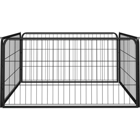 Box Cani A 4 Pannelli Nero 100x50cm Acciaio Verniciato Polvere VidaXL 4 Box Cani A 4 Pannelli Nero 100x50cm Acciaio Verniciato Polvere VidaXL - immagine 2