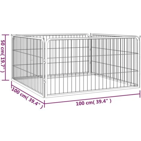 Box Cani A 4 Pannelli Nero 100x50cm Acciaio Verniciato Polvere VidaXL 5 Box Cani A 4 Pannelli Nero 100x50cm Acciaio Verniciato Polvere VidaXL - immagine 3