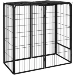 Box Cani A 6 Pannelli Nero 50x100cm Acciaio Verniciato Polvere VidaXL