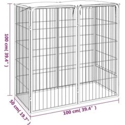 Box Cani A 6 Pannelli Nero 50x100cm Acciaio Verniciato Polvere VidaXL -Cibi per cani in Italia 78411795 3