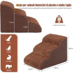 COSTWAY Scala Per Cani A 3 Livelli In Spugna Ad Alta Densità, Rampa Morbida Per Animali Domestici Per Divano E Letto, Per Cani Piccoli E Anziani, Animali Domestici Feriti -Cibi per cani in Italia 80594015 5