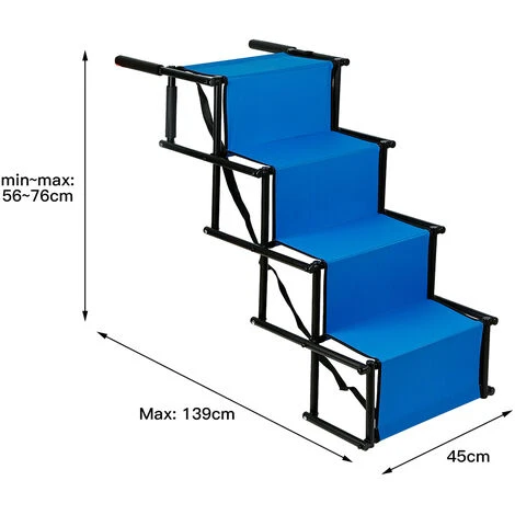 Rampa Per Cani, Scale Per Cani, Pieghevoli, Scaletta Pieghevoli Per Cani, Rampa Per Cani, 165 X 43 Cm, Fino A 75 Kg, Rampa Per Auto, Aiuto Per L'imbarco Auto (blu) 5 Rampa Per Cani, Scale Per Cani, Pieghevoli, Scaletta Pieghevoli Per Cani, Rampa Per Cani, 165 X 43 Cm, Fino A 75 Kg, Rampa Per Auto, Aiuto Per L'imbarco Auto (blu) - immagine 3