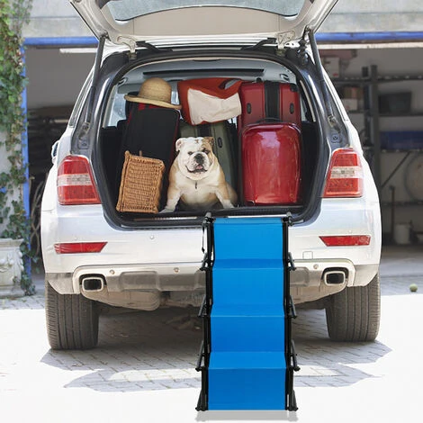 Rampa Per Cani, Scale Per Cani, Pieghevoli, Scaletta Pieghevoli Per Cani, Rampa Per Cani, 165 X 43 Cm, Fino A 75 Kg, Rampa Per Auto, Aiuto Per L'imbarco Auto (blu) 6 Rampa Per Cani, Scale Per Cani, Pieghevoli, Scaletta Pieghevoli Per Cani, Rampa Per Cani, 165 X 43 Cm, Fino A 75 Kg, Rampa Per Auto, Aiuto Per L'imbarco Auto (blu) - immagine 4
