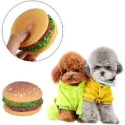Giocattolo Per Cani Fodera Modellata Squeaky Puppy Dog Toy Creativo Pet Toy Hamburger Sound Per Cani E Gatti -Cibi per cani in Italia 81290016 3