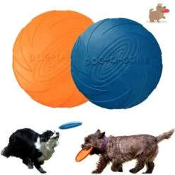 Frisbee Per Cani, Disco Per Cani, 2 Pezzi Di Frisbee Giocattolo Per Cani, Frisbee In Gomma, Utilizzato Per Terra E Acqua, Sport All'aria Aperta, Giardini, Parchi E Giocattoli Per Bambini (blu + Aranci
