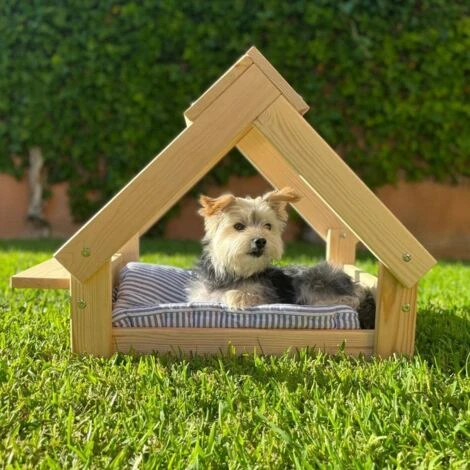 Skraut Home - Cuccia - Nicchia Interna-esterna Per Cani Colore Naturale - Letto In Legno Naturale FSC Per Cani E Gatti Piccoli E Medi - Casa Per Animali - 2 Supporti Per Ciotole 76x44x55cm 4 Skraut Home - Cuccia - Nicchia Interna-esterna Per Cani Colore Naturale - Letto In Legno Naturale FSC Per Cani E Gatti Piccoli E Medi - Casa Per Animali - 2 Supporti Per Ciotole 76x44x55cm - immagine 2