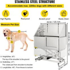 VEVOR Vasca Da Bagno Per Animali Domestici Altezza Regolabile Elettrico In Acciaio Inox, Vasca Da Bagno Carico Max. 100kg Lunghezza Max. 124,5cm, Vasca Da Bagno Elettrica In Acciaio Inox Per Animali -Cibi per cani in Italia 82818308 4