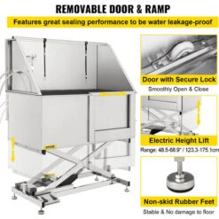 VEVOR Vasca Da Bagno Per Animali Domestici Altezza Regolabile Elettrico In Acciaio Inox, Vasca Da Bagno Carico Max. 100kg Lunghezza Max. 124,5cm, Vasca Da Bagno Elettrica In Acciaio Inox Per Animali -Cibi per cani in Italia 82818308 5