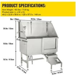 VEVOR Vasca Da Bagno Per Animali Vasca Da Bagno Per Cani, Vasca Da Bagno Per Animali Domestici 50 Pollici, In Acciaio Inossidabile, Con Rubinetto Gradini E Accessori, Stazione Di Lavaggio Per Cani Por -Cibi per cani in Italia 82818387 2