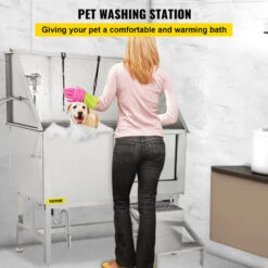 VEVOR Vasca Da Bagno Per Animali Vasca Da Bagno Per Cani, Vasca Da Bagno Per Animali Domestici 50 Pollici, In Acciaio Inossidabile, Con Rubinetto Gradini E Accessori, Stazione Di Lavaggio Per Cani Por -Cibi per cani in Italia 82818387 3