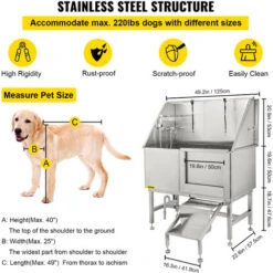 VEVOR Vasca Da Bagno Per Animali Vasca Da Bagno Per Cani, Vasca Da Bagno Per Animali Domestici 50 Pollici, In Acciaio Inossidabile, Con Rubinetto Gradini E Accessori, Stazione Di Lavaggio Per Cani Por -Cibi per cani in Italia 82818387 4