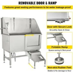 VEVOR Vasca Da Bagno Per Animali Vasca Da Bagno Per Cani, Vasca Da Bagno Per Animali Domestici 50 Pollici, In Acciaio Inossidabile, Con Rubinetto Gradini E Accessori, Stazione Di Lavaggio Per Cani Por -Cibi per cani in Italia 82818387 5