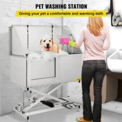 VEVOR Vasca Da Bagno Per Animali Domestici In Acciaio Inossidabile, Altezza Regolabile 49 X 26 X 53-73 Pollici Doccia Vasca Per Cane Vasca Con Rubinetto Per Animale Domestici Regolazione Elettrica Del -Cibi per cani in Italia 82818547 3
