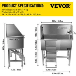 VEVOR Vasca Da Bagno Per Animali Toelettatura Per Cani E Animali, Vasca Da Bagno Doccia Animale Domestico 86,8x46,7x110,4 Cm Porta Scorrevole A Sinistra, Bagno Per Cani Con Accessori Uso In Ospedale E -Cibi per cani in Italia 82819039 2