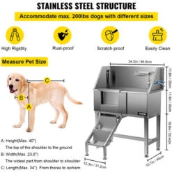 VEVOR Vasca Da Bagno Per Animali Toelettatura Per Cani E Animali, Vasca Da Bagno Doccia Animale Domestico 86,8x46,7x110,4 Cm Porta Scorrevole A Sinistra, Bagno Per Cani Con Accessori Uso In Ospedale E -Cibi per cani in Italia 82819039 4