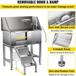 VEVOR Vasca Da Bagno Per Animali Toelettatura Per Cani E Animali, Vasca Da Bagno Doccia Animale Domestico 86,8x46,7x110,4 Cm Porta Scorrevole A Sinistra, Bagno Per Cani Con Accessori Uso In Ospedale E -Cibi per cani in Italia 82819039 5