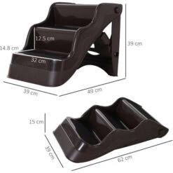 PawHut Scaletta Per Cani Pieghevole 3 Gradini Per Animali Domestici, Marrone, 49x39x39cm -Cibi per cani in Italia 8356330 3