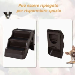 PawHut Scaletta Per Cani Pieghevole 3 Gradini Per Animali Domestici, Marrone, 49x39x39cm -Cibi per cani in Italia 8356330 5